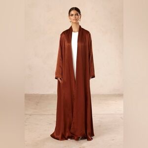 Veiled collection open front textured abaya, modest wear Sz M